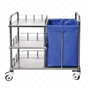 Xin Yuchen Hospital Stainless Steel <b>Nursing</b> Cart YC-K16 Three Tier With Waste <b>Bags</b> For Medical Ward Use - Product Image 4