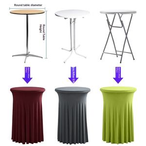 Factory Direct Supply Modern Elastic Polyester Round Solid Color Cocktail Skirt Table Cover for Banquet High Bar Cross-Border - Product Image 2