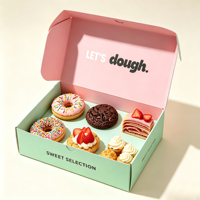 Boîtes d'emballage en carton pliables écologiques de qualité alimentaire avec logo personnalisé pour gâteaux, biscuits, pains, pâtisseries, beignets, macarons, crêpes