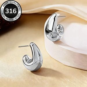 Boucles d'oreilles goutte d'eau en acier inoxydable 316 pour femmes, plaquées or 18 carats, style européen et américain, tendance minimaliste, luxe léger, titane - Product Image 6
