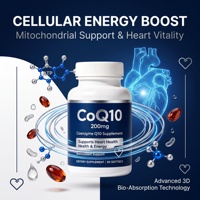 CoQ10 200mg 60 gélules molles, absorption élevée, santé cardiaque, énergie cellulaire, soutien antioxydant, adultes, végétariens, végétaliens, OEM, ODM