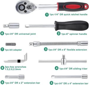 Jeu de clés à cliquet en acier inoxydable 46 pièces, kit d'outils de réparation automobile multifonctionnel, outil combiné personnalisable OEM - Product Image 3