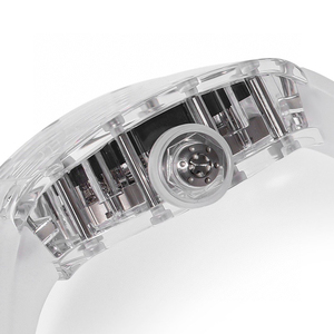 Montre Squelette Transparente Forme Baril Homme de Luxe avec Bracelet en Caoutchouc Fluoré Blanc – Élégante et Tendance pour le Quotidien et les Fêtes – Offre Spéciale - Product Image 3