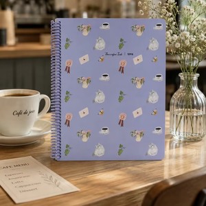 Carnet de notes élégant « Coffee and Cat » pour l'heure du thé, avec pages intérieures colorées, design exquis, format A4, reliure spirale, 100 feuilles - Product Image 2