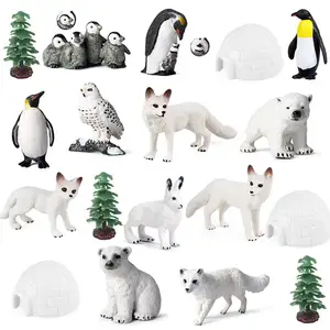 Themapark Pinguïn Beer Vos Klein Massief Plastic Speelgoedfiguur Voor Poodieren