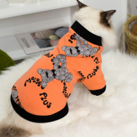 Vêtements pour animaux de compagnie en stock, respirants, 100% coton, imprimé ours orange, sweats à capuche de luxe pour chiens et chats