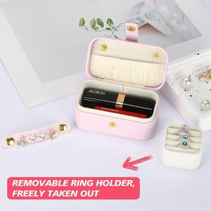 Estuche de Joyería Portátil Mini de PU Hecho a Mano con Cierre de Botón - Almacenamiento para Aretes, Anillos y Joyas - Product Image 3