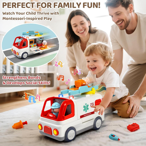 Camioneta Ambulancia de Plástico Multifuncional de Dibujos Animados para Educación Temprana con Herramientas Médicas, Juguetes de Rol para Niños - Product Image 5