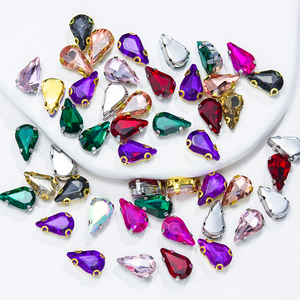 Kristal Rhinestone Bentuk Tetes 13*18mm, Flatback, untuk Dijahit, Setting Cakar Logam, untuk Sepatu, Gaun, dan Fesyen - Product Image 5