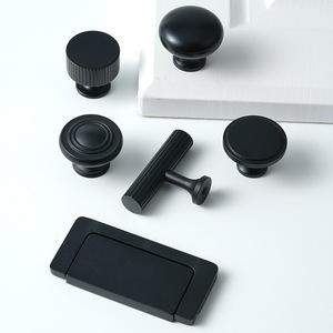 JAYA moderne simple trou unique tiroir porte d'armoire poignée en cuivre noir porte d'armoire poignée rayée en laiton français - Product Image 2