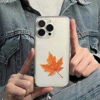 Étui de protection antichoc en TPU avec motif feuille d'érable pour iPhone Xs 11 12 13 14 15 16 17 18 Pro Max