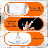 Verres à Martini Côtelés 10 oz – Gobelets Coupe Vintage en Plastique Jetables Incassables pour Desserts et Parfaits