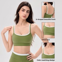 Nouveau soutien-gorge de sport pour femme, haute performance, antichoc, en Spandex/Nylon, style débardeur, pour la course, la gym et le yoga, bretelles non réglables, motif uni