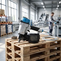 Pistolet à clous pneumatique en aluminium de qualité industrielle Toua CN55 pour clous en bobine de 25 à 57 mm dans la fabrication de palettes en bois