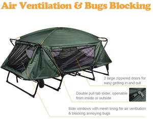 Tenda da Campeggio Automatica Pieghevole Oversize per Due Persone, Quattro Stagioni, con Letto Integrato, in Tessuto Oxford - Product Image 4