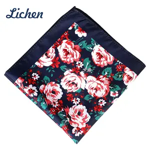 Fashion Digital Printing Vintage Paisley Design Printed Pocket Square Handkerchiefs for Men