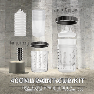 Vaso Mezclador de Pintura Neumático HVLP de 400 ml, Kit Completo, Vaso Desechable para Pistola de Pintura con Revestimientos y Sistema de Tapa - Product Image 2