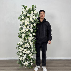 Decoración de flores artificiales para boda, hojas verdes, flores artificiales, camino de mesa, arreglo de fondo, camino de mesa de flores - Product Image 1