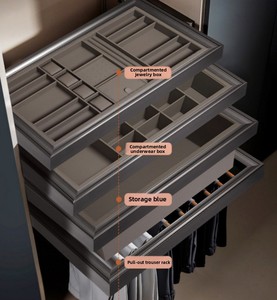 Organisateur de tiroir encastré <span class=keywords><strong>pour</strong></span> armoire, boîte à bijoux en cuir, porte-pantalons coulissant <span class=keywords><strong>pour</strong></span> <span class=keywords><strong>dressing</strong></span> et chambre à coucher - Product Image 2