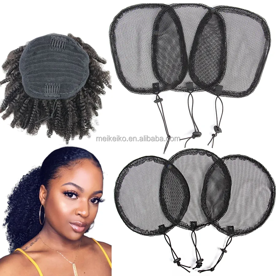 Bonnet pour queue de cheval noire, filet de cheveux, de haute qualité, vente en gros, 5 pièces, outils de fabrication de cheveux, bon marché