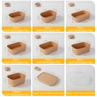Boîte à lunch jetable 26oz écologique personnalisée avec papier kraft rectangulaire étanche à emporter pour les pique-niques