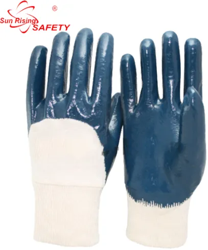 SRsafety kimyasal dayanıklı nitril eldiven EN388 eldivenler mavi su geçirmez inşaat eldivenleri işçiler için