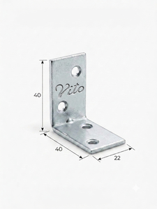 Support d'angle industriel en fer 40x40x22, galvanisé et thermolaqué, connecteur métallique pour armoire, penderie, lit - Product Image 3
