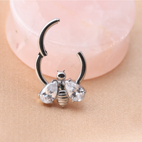 Anneau clicker en titane G23 avec motif abeille soudé pour l'oreille (tragus)