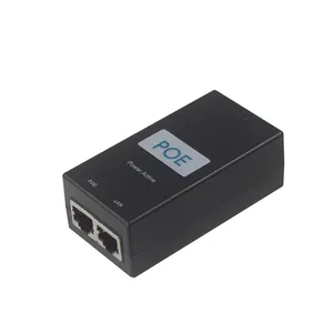 Industri luar ruangan Rj45 kabel Patch kabel Lan adaptor port 12V untuk kamera Poe injektor Desktop Poe adaptor