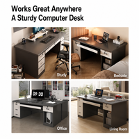 Bureau d'ordinateur moderne avec tiroirs et rangement, bureau de bureau à domicile 120x60x75cm avec serrure pour chambre à coucher, meubles