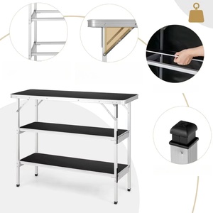 <span class=keywords><strong>Table</strong></span> <span class=keywords><strong>de</strong></span> pique-nique pliable en plastique <span class=keywords><strong>réglable</strong></span> légère et portable à 3 niveaux pour l'extérieur, le camping - Product Image 4