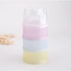 Renkli bebek üç katmanlı süt tozu kutusu, bağımsız katmanlı süt tozu ızgara, taşınabilir döner süt tozu kutusu