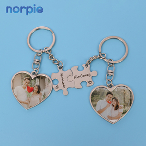 Trái tim keychain thiết lập các cặp vợ chồng Keychain 2 pcs thăng hoa trống phù hợp với câu đố mảnh khắc vài móc khóa - Product Image 1