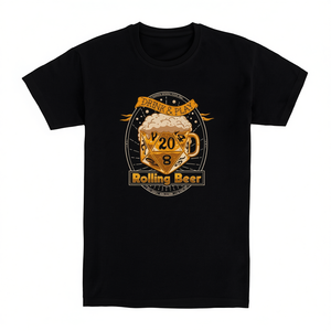 Camiseta Rolling Beer negra con diseño Drink And Play D20, unisex, talla para adultos - Product Image 2