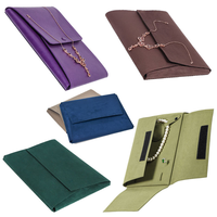 Ensemble de pochettes à bijoux en velours marron personnalisables avec logo pour bagues, boucles d'oreilles, colliers, avec boîte extérieure en papier 28x29x3.5CM, MOQ 50 pièces