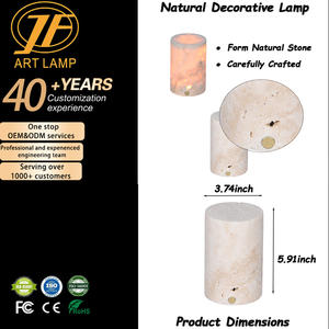 Lámpara de Noche Moderna y Ecológica de Mármol Travertino Beige, Decoración de Hogar de Lujo, Luz Ambiental de Piedra Blanca - Product Image 6