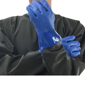 Delantal Impermeable con Recubrimiento de PVC, Mangas Largas, con Guantes, Ropa de Trabajo Unisex, Ropa de Seguridad, Verde Militar, 1.25m 1.4m - Product Image 5