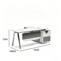 Bureau de travail moderne et simple pour employés avec armoire de rangement latérale et pieds en métal en forme de A