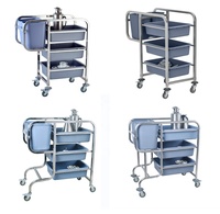 Chariot de service alimentaire en plastique commercial à 3 niveaux, certifié LFGB, capacité de 30 à 50 kg, épaisseur de 5 mm, équipement de cuisine pour restaurants et hôtels