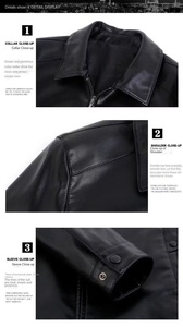 <span class=keywords><strong>Veste</strong></span> en laine doublée polaire épaissie pour hommes col montant hiver chaud <span class=keywords><strong>veste</strong></span> en <span class=keywords><strong>cuir</strong></span> décontracté court PU <span class=keywords><strong>veste</strong></span> pour papa hommes - Product Image 4
