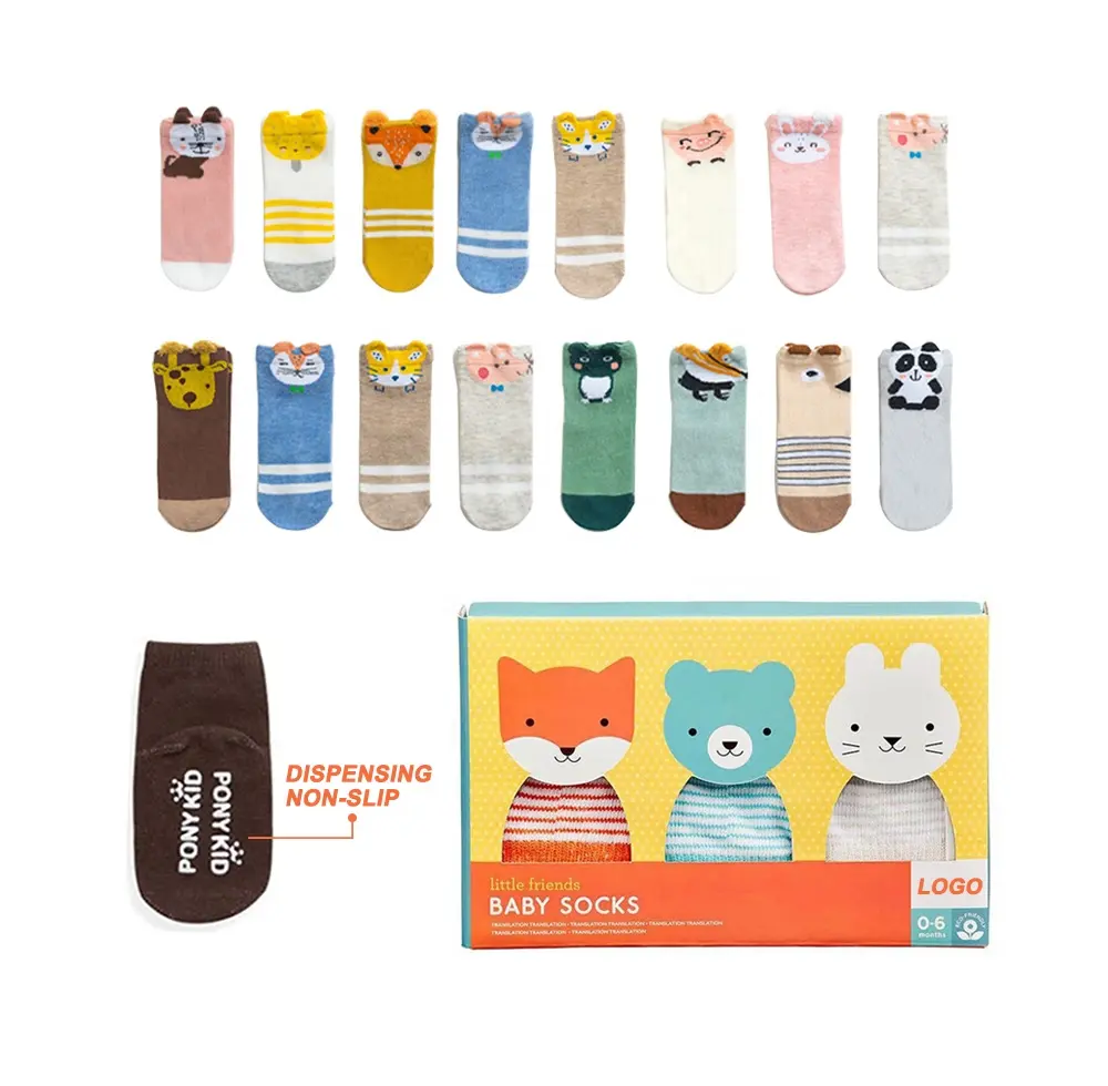 Custom Top Kwaliteit Baby Anti-Silp Animal Kids Sokken Katoenen Peuter Baby Cadeau Pasgeboren Baby Sokken