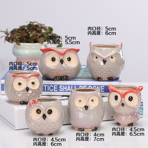 Vaso <span class=keywords><strong>per</strong></span> Piante Succulente in Ceramica Lucida a Forma di Gufo, Creativo e Decorativo <span class=keywords><strong>per</strong></span> <span class=keywords><strong>Balconi</strong></span> <span class=keywords><strong>Esterni</strong></span> - Product Image 3