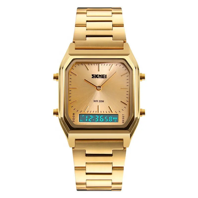Good Prices Skmei 1220 Relojes Fashion Stainless Steel Strap Analog Digital Display Alarm Watch Business Men Chronograph Watch