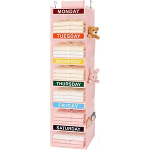 Clothes Organizer For Kids 6 <b>Shelf</b> Hanging Closet Storage With Labeled Days Bedroom Use Oxford Cloth Fabric - Product Image 1