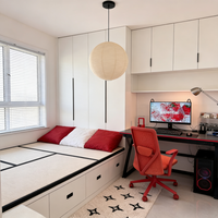 Ensemble de chambre à coucher en bois personnalisé avec lit de rangement pour appartement et hôtel, design moderne, 3 tiroirs, meubles de maison