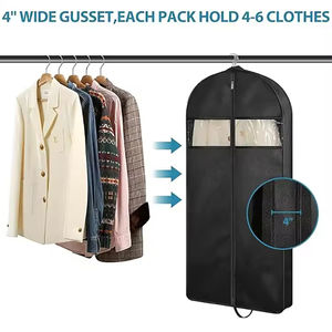 फोल्डेबल नॉन बुना वाटरप्रूफ परिधान मैन सूट वेडिंग ड्रेस कवर बैग को साफ खिड़की के साथ फिर से इस्तेमाल किया जा सकता है - Product Image 4