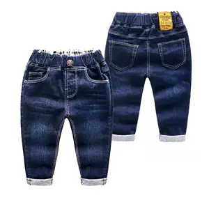 Jeans Denim pour enfants de marque pour garçons et bébés filles Pantalons jeans pour enfants de printemps et d'automne Pantalons bleu foncé en denim pour enfants