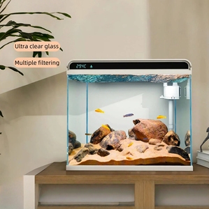 Aquarium intelligent ultra clair en verre de <span class=keywords><strong>30cm</strong></span> 38cm 48cm avec pompe à eau, filtre supérieur, affichage de la température pour le salon - Product Image 2