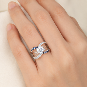 Anello Geometrico a Sei Punte Intrecciato per Donne, Elegante Gioiello da Dito alla Moda - Product Image 2