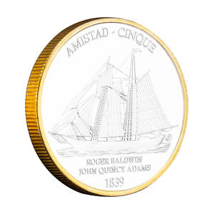 1839 americano guerra civile barca Amistad anniversario placcato USA sfida monete da collezione moneta commemorativa - Product Image 3